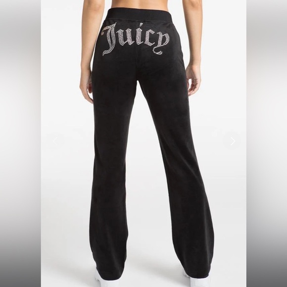 Juicy Couture Velour Pants Big Bling Spellout Liquorice Black XL - Picture 1 of 10